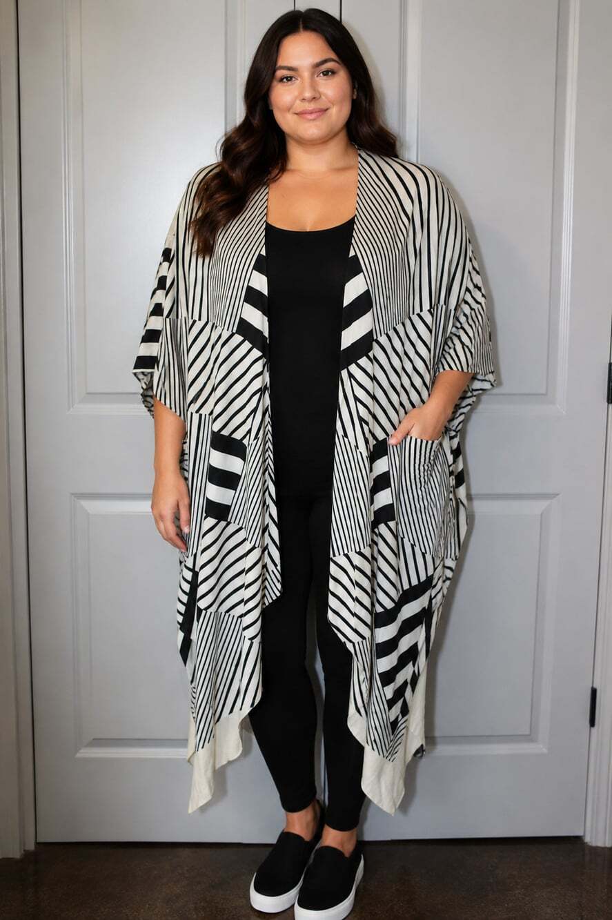 Cabi Unwind Cover-Up #6434 black ivory One Size  Beach Cover-up